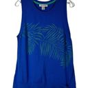 Tommy Bahama Blue Palm Leaf Print Sleeveless Tie Bottom Knit Top Large L Beach Photo 0