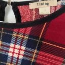 Timing Plaid Tartan Red & Black Blouse Top Photo 5