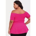 Torrid  Scuba Off-Shoulder V Bar Peplum Top sz 5 5X NWT Career Pink Shirt Photo 2