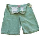 Bermuda Sam Ty  Shorts Green White Stripe Seersucker High Rise Shorts Size 12 NEW Photo 3