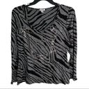 Cache  Womens Black Gray Animal Print Scoop Neck Long Sleeve Blouse Top Size M Photo 2