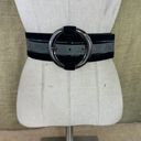 White House | Black Market WHBM Wide Black And Gray Leather Suede Belt S 27-31 Inches  Photo 2