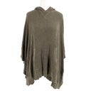 Garnet Hill  Merino Wool Blend Hooded Waffle Knit Poncho Sweater Green size S/M Photo 1