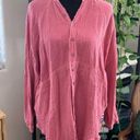 We The Free Free People  Summer Daydream Washed Pink Gauzy Cotton Button Up Shirt Photo 0