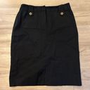 J. McLaughlin  Black Pencil Skirt Front Slit Button Pocket Detail Photo 0