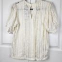 Mango  MNG Cream Lace Semi-sheer Ruffles Top Blouse  Size S Photo 4