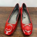 Tahari  Women's Kiki Patent Leather Mirrored Block Heel Slip-on Flats Red Sz 6.5 Photo 0