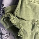 Good American High Waisted Olive Denim Shorts Photo 3