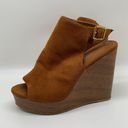 Charlotte Russe Hadlee Faux Suede Brown Wedge Peep Toe Shoe Size 9 Photo 4