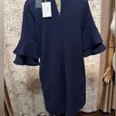 Lush Clothing NWT Lush Navy Woven Dress Ruffle Sleeves Medium Photo 1