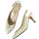 Salvatore Ferragamo Vintage Ferragamo Slingback Heels White & Bone Leather Women’s Size 8 Pump Italy Photo 0