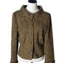 J. McLaughlin  Woven Blazer Women Size 10‎ Tweed Boucle Brown Button Front Jacket Photo 14