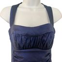 Jessica McClintock Vintage Y2K  Blue Metallic Ruched Cut Out Mini Dress size 4 Photo 7