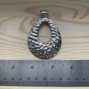 Silver Toned Hammered Metal Necklace Pendant Photo 2