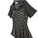 The Row Ducks In A Mini Dress Women L Black Cream Cat Print Short Sleeve Sheer Lined Photo 2