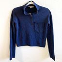 Everlane  Sweater Blue Heather Ink ReCashmere Button Mock Neck Sz XS GUC Preppy Photo 4