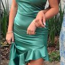 Pretty Little Thing Green Satin Dress Photo 0