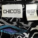 Chico's  Abstract Print Tank Top Round Neck Pullover Sequin Black Blue 2 Large Photo 2