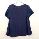 Market & Spruce MARKET SPRUCE STITCH FIX Plus Size Hans Crochet Front Top Navy Blue Short Sleeve Photo 8