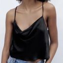 ZARA Black Satin Draped Cami Tank Photo 0