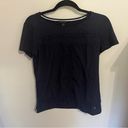 Tommy Hilfiger  Top Navy Blue Tee Crochet Stripes Short Sleeve Crew Photo 1