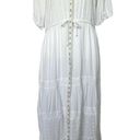 Knox Rose  boho white lace tiered drawstring waist embroidered midi dress - M Photo 7