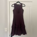 Halston Heritage HALSTON Syrah Sleeveless Pleated Dress with Flounce Detail Photo 2