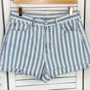 American Eagle  Outfitters Striped High Rise Mom Jean Shorts Blue White 10 Cuffed Photo 0