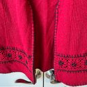 Woolrich Ruby Red Wool Beaded Zip Up Sweater Vest Medium Photo 4