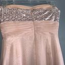 Hailey Logan  Adrianna Papell Pink Chiffon Metallic Strapless Hi/Lo Prom Dress Photo 7