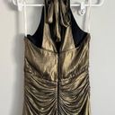 Halston Heritage  Women’s Gold Ruched High Neck Gown Size 2 Photo 4