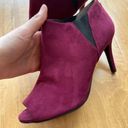 Unisa Faux Suede Un Saffyre Peep Toe Heeled Booties, Red Wine/Berry, Size 8M Photo 5