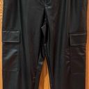 ZARA  Black Vegan Faux Leather Cargo Joggers Jogger Pants Size Large Photo 4