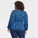 Ava & Viv New  Women's Long Sleeve Sweetheart Knit Blouse - Blue Polka Dot XXL Photo 1