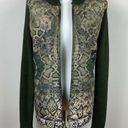 One World  Sweater Jacket XL Full Zip‎ Ribbed Knit Printed Green Long Sleeve Photo 8