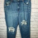 American Eagle  Distressed Ripped Denim Mom straight Jean Women Size 14 Photo 0