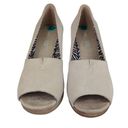 Toms  Michelle Tan Suede Peep Toe Stacked Heel Wedge Pumps Women's Size 12 Photo 2