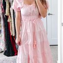 Moon River Light Pink Babydoll Peasant Midi Dress Photo 4