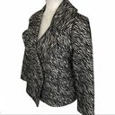 Tracy Reese  animal print coat short button up black white zebra oversized collar Photo 7