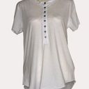 Z Supply  Henley T-Shirt Knit Top Blouse Short Sleeve White S Photo 0