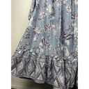 Lounge Beach Lunch  Blue Purple Peasant Top Border Floral Mumu Print Dress Sz L Photo 7