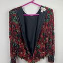 Laurence Kazar  New York Vintage Poinsettia Sequin Beaded Blouse Top Size Large Photo 6