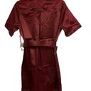 STAUD NEW  Bentley Belted Satin Shirt Dress Tawny Port Photo 3