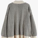 Zaful  Women's Striped Cardigan OSFM Button Up Open Front Knit Oversized Sweater Photo 2