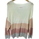 Pink Lily  striped Pullover Sweater Long Sleeve V Neck Color Block Beige Large NW Photo 0