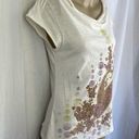 DKNY NWT VTG Y2K  Jeans Petites T-Shirt Cream Purple Green Paisley Studded Sz SM Photo 2