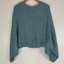 J.Jill Spruce Blue Cozy Cable-Knit Asymmetric Cotton Blend Poncho Sweater Sz S/L Photo 2