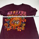 Sublime  Womens Size Medium Burgundy Purple‎ Short Sleeve Cotton Shirt Rock Sun Photo 3