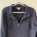 Coldwater Creek  Womens Size Large 14 Navy Blue Ribbed 1/4 Zip Pullover Sweater Photo 1