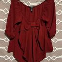 Forever 21 Cute Maroon Bow Flowy Blouse Women’s Shirt Photo 0